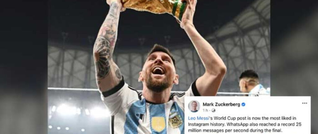 Lionel Messi sets a new Instagram record with his World Cup post.